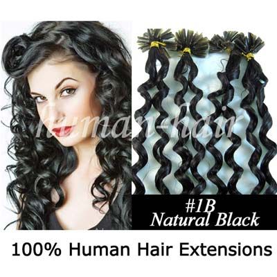 100s 20 Remy Pre Bonded Curly Human Hair Extensions#1B  