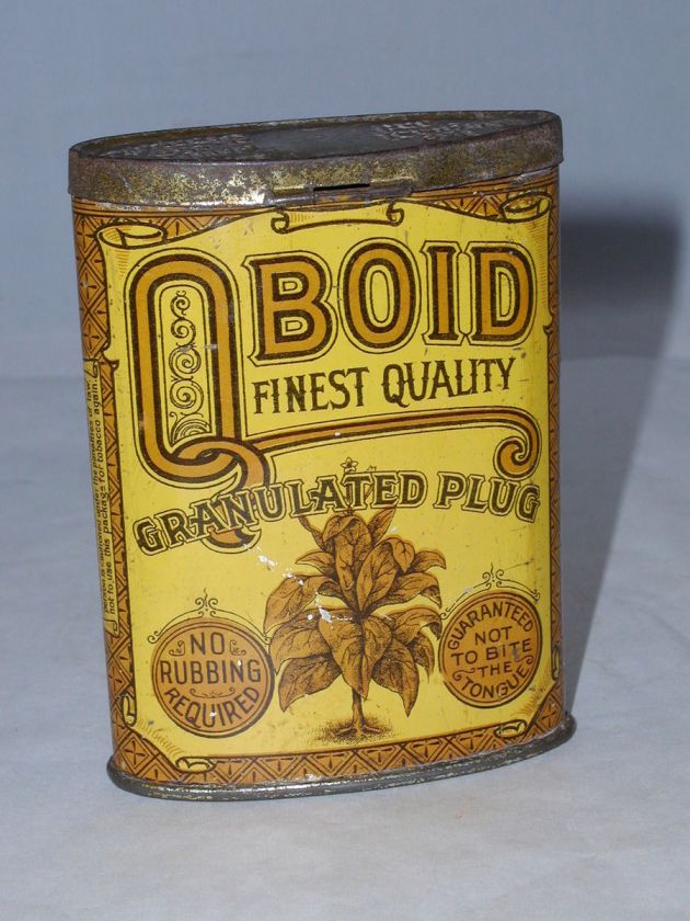 QBOID VERTICAL POCKET TOBACCO TIN VINTAGE ADVERTISING 47   