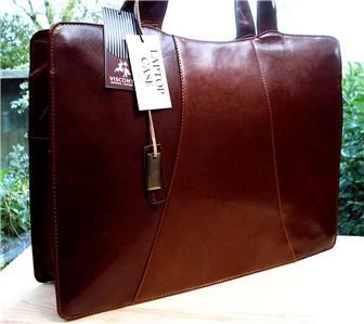   15.4 LAPTOP BAG QUALITY ITALIAN VINTAGE LEATHER VISCONTI BNWT  