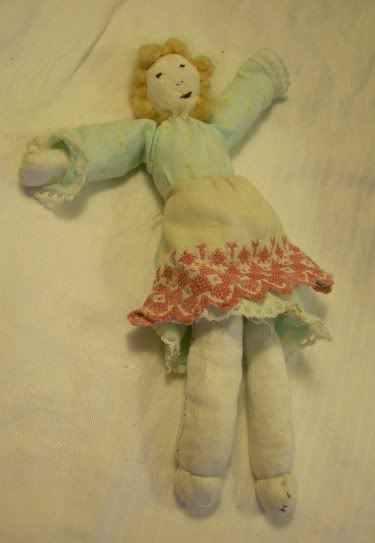 Cathy Peterson  2 RAG art Doll set w/Chair PRIMITIVE POTATO SACK 