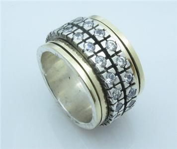 Spinner ring spinning zircons silver gold NEW swivel bands bagues 