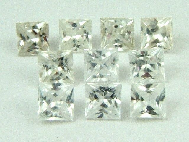 WOW PARCEL OF (10) PRINCESS CUT WHITE ZIRCON 3.62ctw  