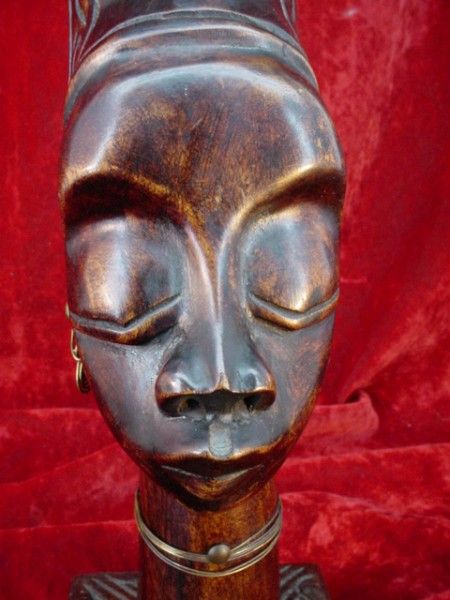 Original 13 AFRICAN WOOD CARVING Sculpture FEMALE BUST  