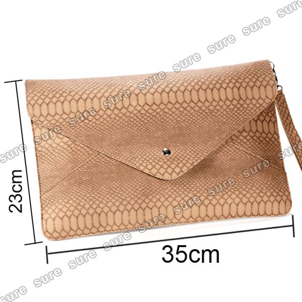 snake print Women Oversized Envelope Clutch Purse Handbag Shoulder Bag 