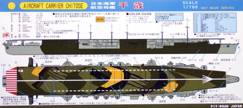 Pit Road Skywave W 73 IJN Carrier CHITOSE 1/700 scale kit  