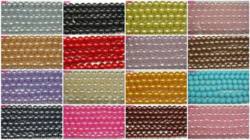 31 colors 6mm Faux Pearl Glass Round Charm Loose Craft Beads BDB PICK 