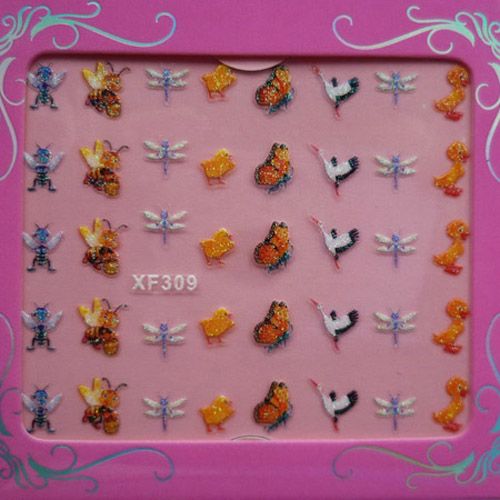 hot sale 7 sheets different Style 3D Nail Art Sticker Decal Tip 