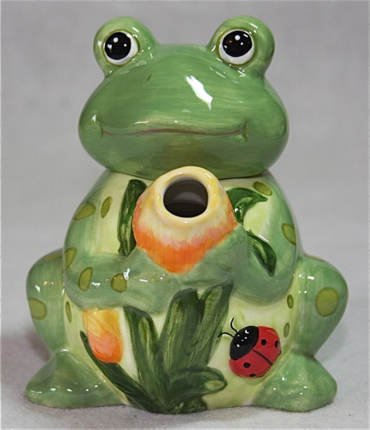 12 Ounce Hand Painted Raised Ceramic Frog Teapot  
