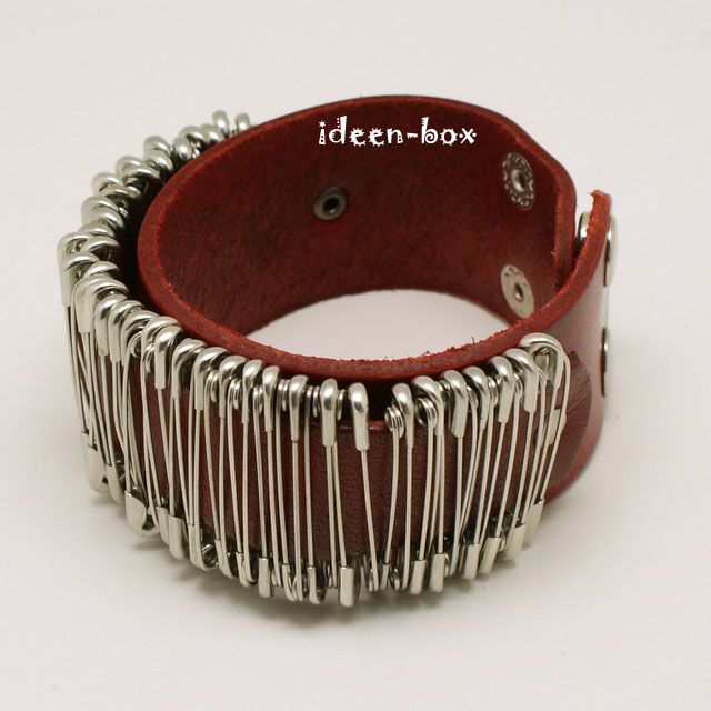 Leder Armband mit Sicherheitsnade​l Punk Rock Gothic  