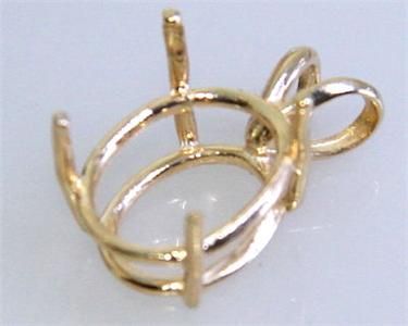 12x10 Oval 14k Yellow Gold Pendant Setting/Rabbit Bail  