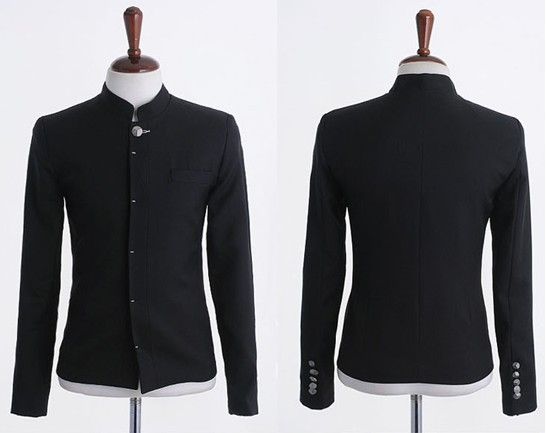 CASUAL MANDARIN COLLAR COAT COVERED BUTTON LONG SLEEVE 1467  