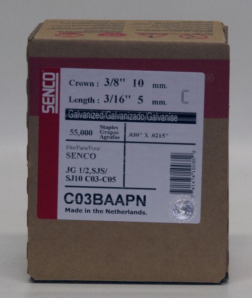 Senco 3/8 Crown 22g Staples 3/16 leg   c03baapn  