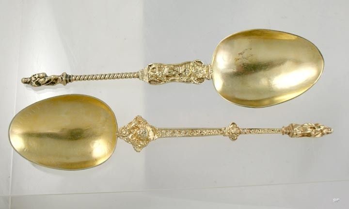 RARE Dutch Silver Gilded Apostle Spoons Dated 1530 & 1643  