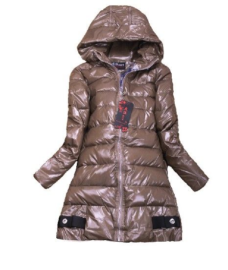 Stylish Winter Hooded Zipper Closure Quilted Coat Coffee Jacket Hot L 