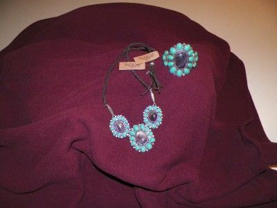   Set Cuff Bracelet & Necklace Navajo Way We Wore amethyst turquoise