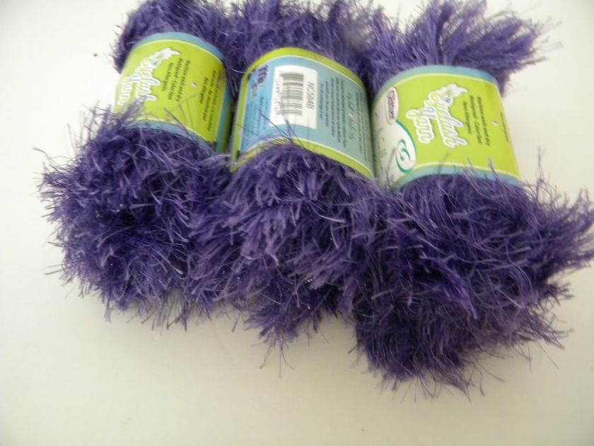 Lot 4 Skeins Deep Purple Eyelash GLITTER Yarn  