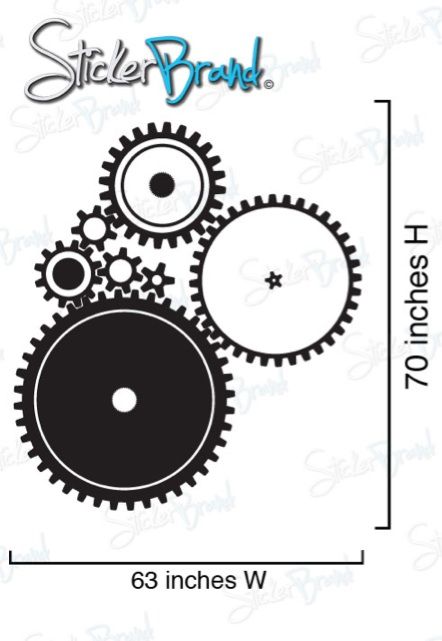 Vinyl Wall Decal Sticker Industrial Gear Pattern  