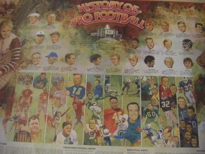 1977 Vintage Poster THE HISTORY OF PRO FOOTBALL 22 x 32  