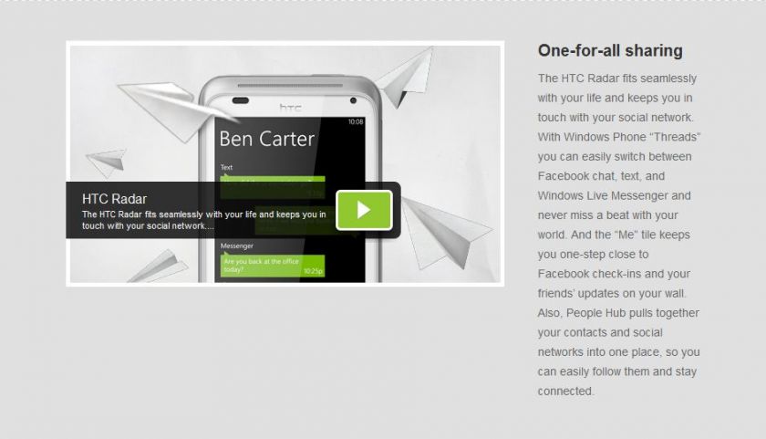   NEW LATEST HTC RADAR UNLOCKED WINDOW 7.5 MANGO 5055147569168  