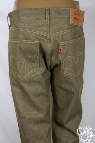 LEVIS JEANS 501 Straight Fit Button Fly Rigid Brown Cardboard Denim 