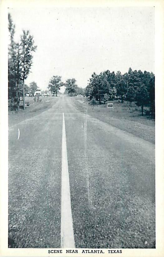 TX ATLANTA RURAL SCENE TWO LANE ROAD VERY EARLY T52289  