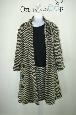 Vintage Coat Suit Trapeze Swing Coat with Matching Dress Jumper  