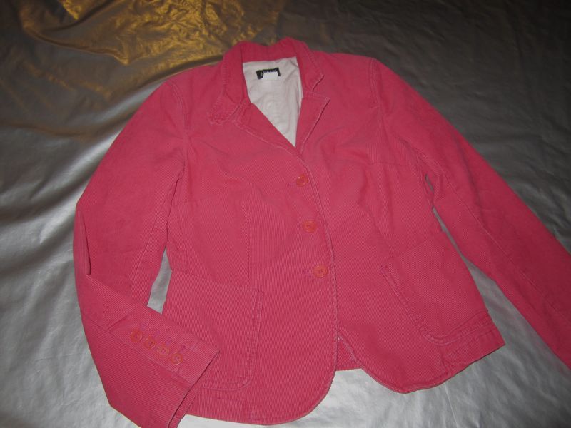   PINK CORDUROY JACKET Cotton Blazer Lined Size Petite Medium PM  