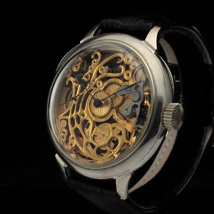 Mens EXCELLENT 1910 OMEGA SWITZERLAND Vintage SKELETON Watch GOLD 