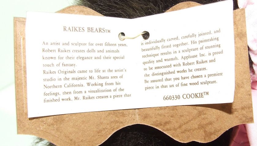 ROBERT RAIKES 11.5 COOKIE BROWN BEAR WOODEN FACE FEET 1993 RETIRED 