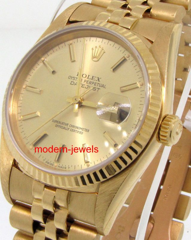 Rolex 16018 DateJust 18k Jubilee Champagne Dial Nice   