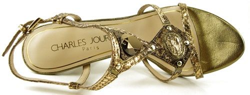 CHARLES JOURDAN Paris ADRIA Gold Evening Womens Shoes Sandals 6.5 