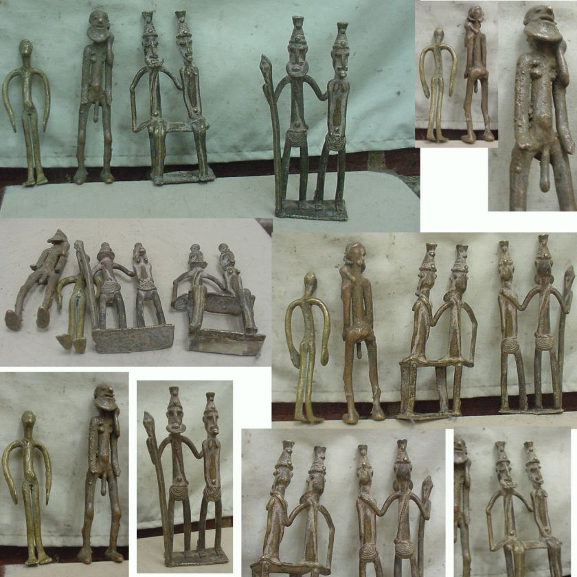 ESTATUAS AFRICANAS DE BRONCE DEL ARTE DOGON LOTE DE 4   MALÍ