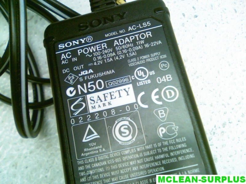 SONY AC LS5 Charger for DSC W100 W1 S90 T9 P10  