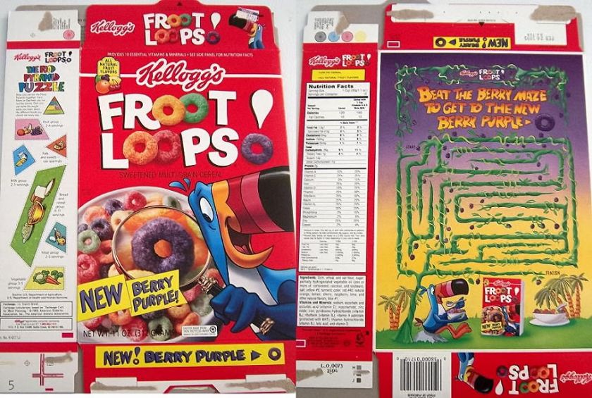 1994 Froot Loops New Purple Berry Cereal Box vvv13  