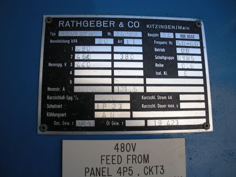 Rathgeber Company & CA Transformador de 80 KVA