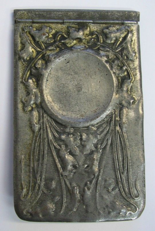 METAL POCKET NOTEBOOK FRENCH ART NOUVEAU ADVERTISING c1900  