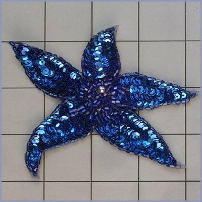 SEQUIN BEADED 4 INCH STARFISH APPLIQUE 0392  