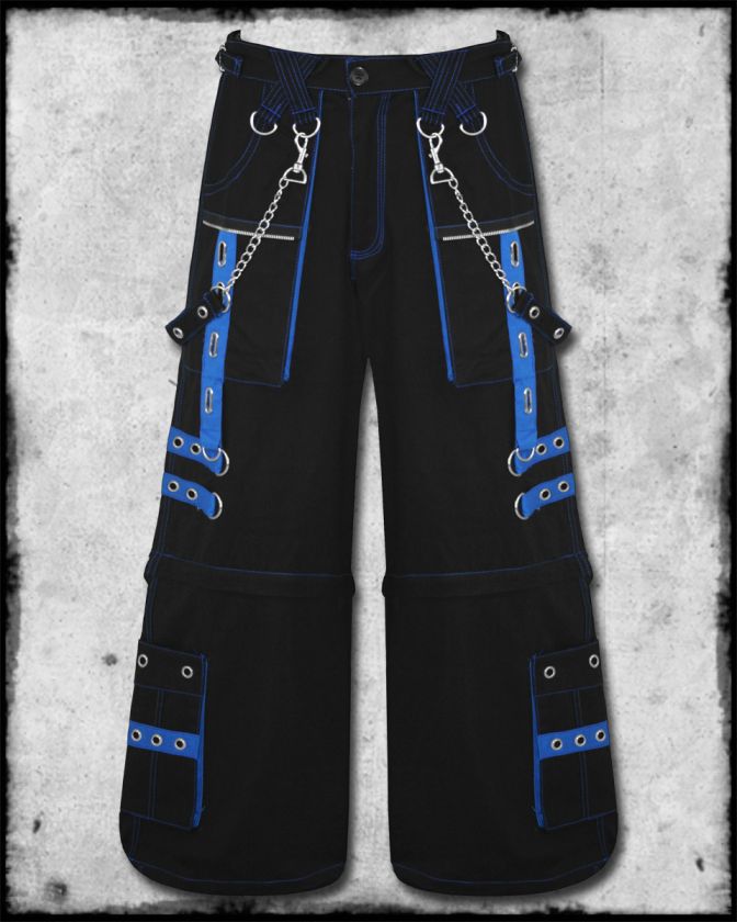 DEAD THREADS BLACK BLUE FEAR STRAP CHAIN GOTH RAVE CYBER BAGGY 