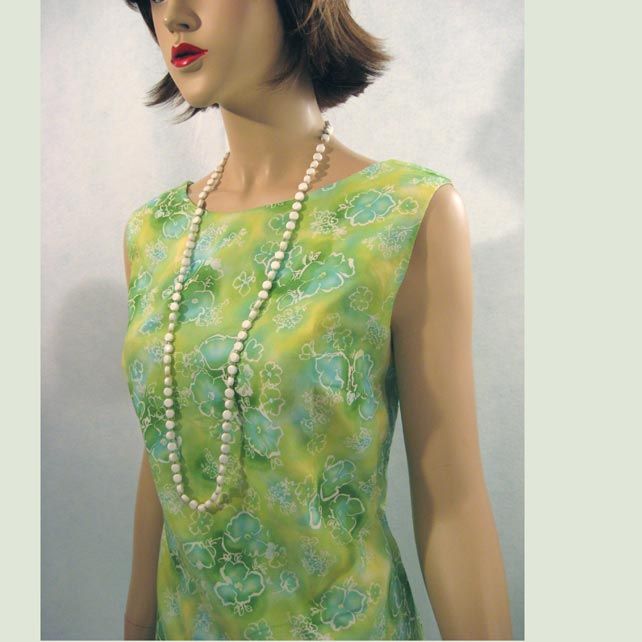 VINTAGE 50s 60s HAWAIIAN MOD PRINT COTTON BEACH PARTY SHIFT COCKTAIL 