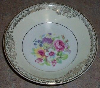 Vintage Stetson Floral Dessert Bowl 22 KT Gold Design  