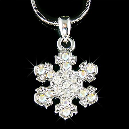 Simulated DIAMOND /Austrian Rhinestone Clear SNOWFLAKE Pendant with 