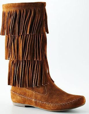   Lauren Conrad Mikka Moccasin Fringed Mid Calf Boots ~ 6 ~ Cute  