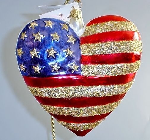   Radko Retired RARE Patriotic American Flag BRAVE HEART w/ Tag  