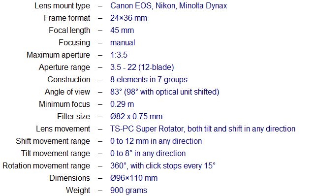 NEW Digital Cinema 45mm Super Rotator Tilt Shift Lens  