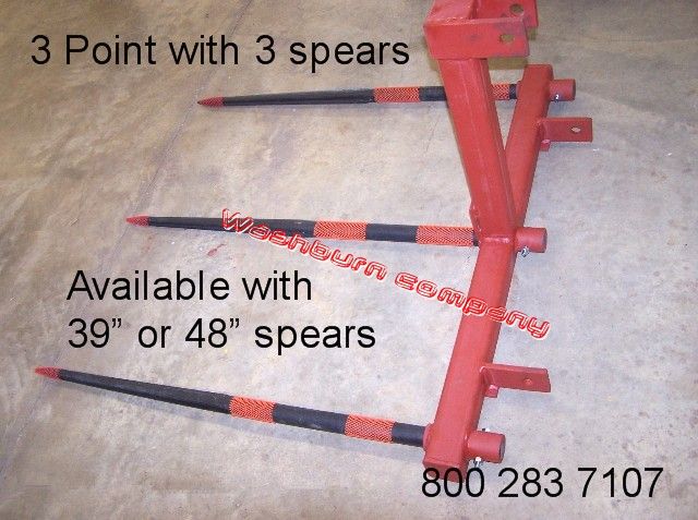 Hay bale mover carrier large square 3 pt 3 tine 48  