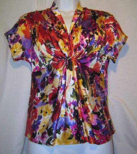 ANN KLEIN mutli color silk blouse top   Petite 2P  