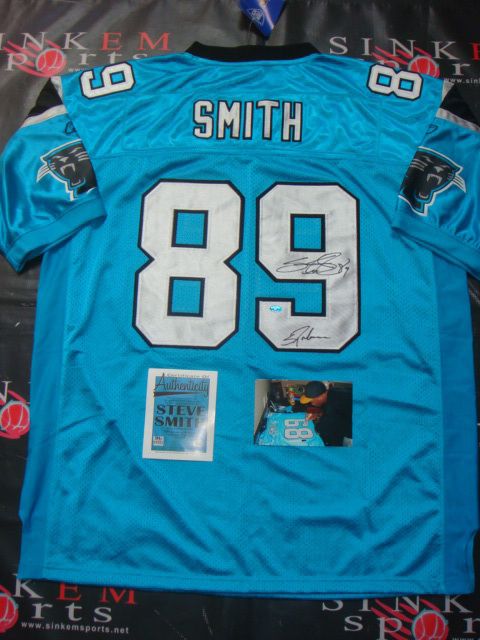   Panthers Steve Smith Signed Autographed Blue Spiderman Utah Jersey JSA