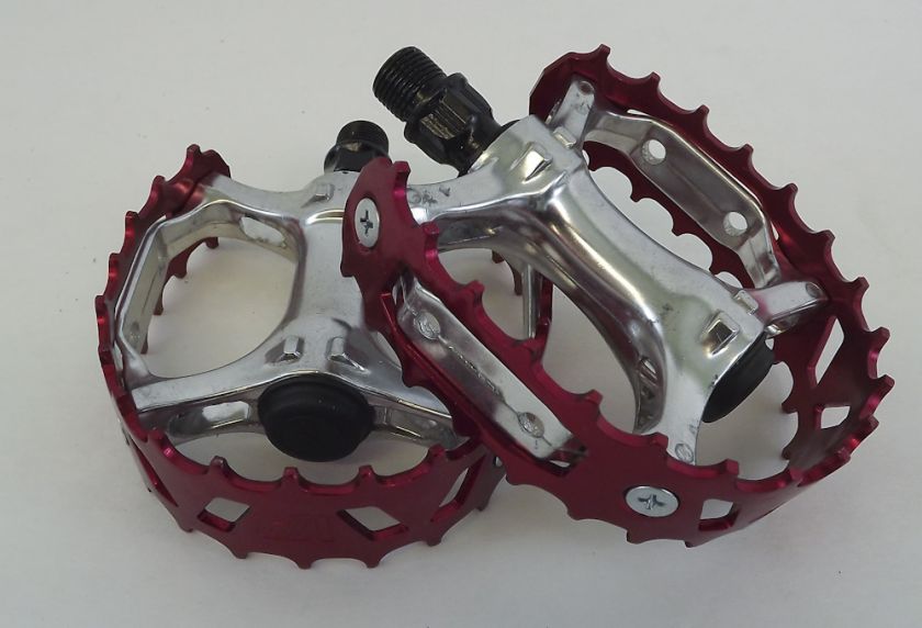   Bear Trap BMX Alloy Pedals 9/16 Red ANO VP 747 Old School BMX  