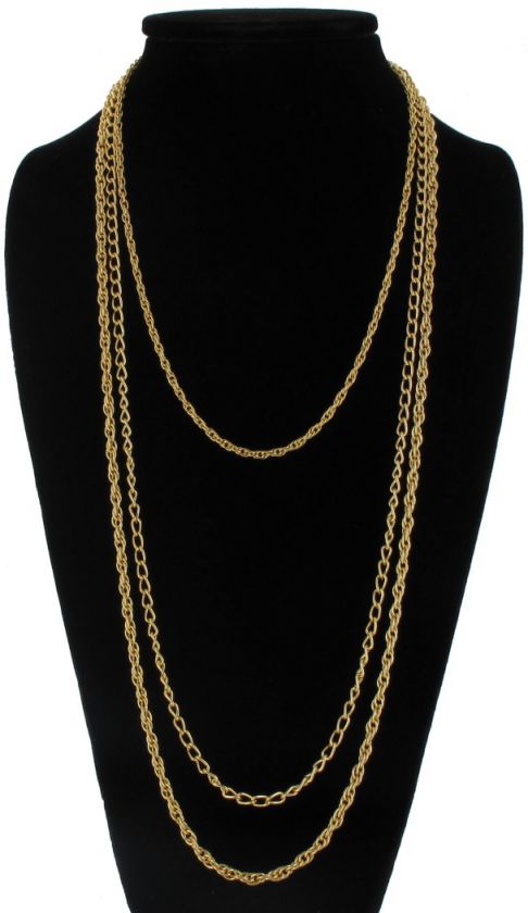 New 14k Gold GP Layered Chain Multi Strand Necklace  