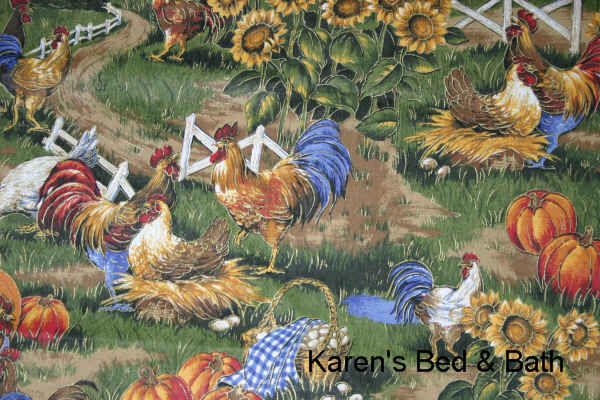 Sunflower Fence Border Countryside Pumpkins Barnyard Roosters Chicken 